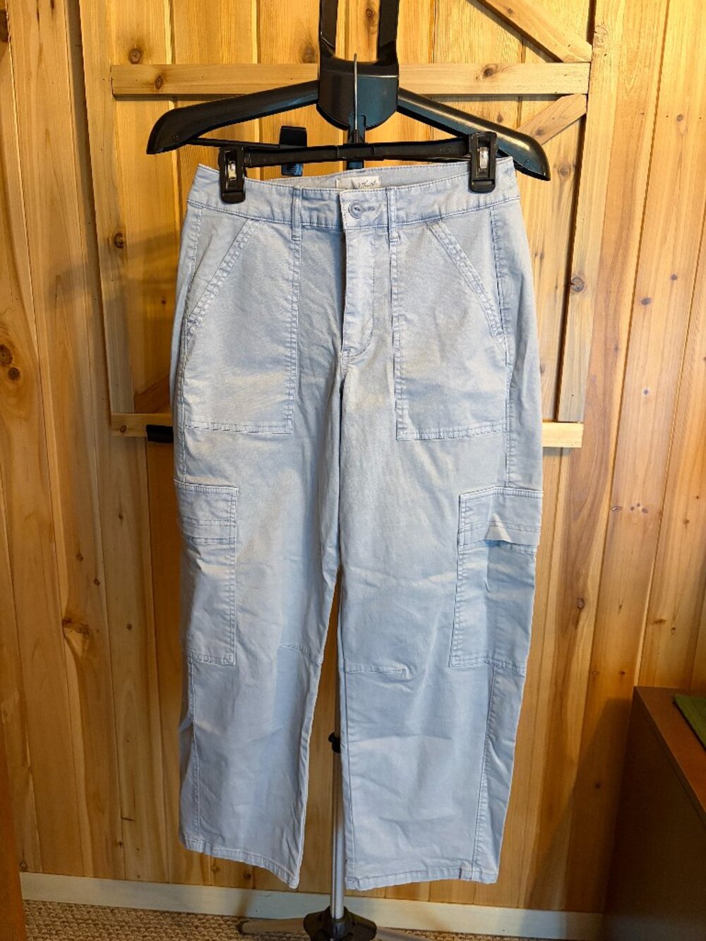 Universal Thread Light Blue Barrel Leg Utility Cargo Pants Size 4 Patch Pockets